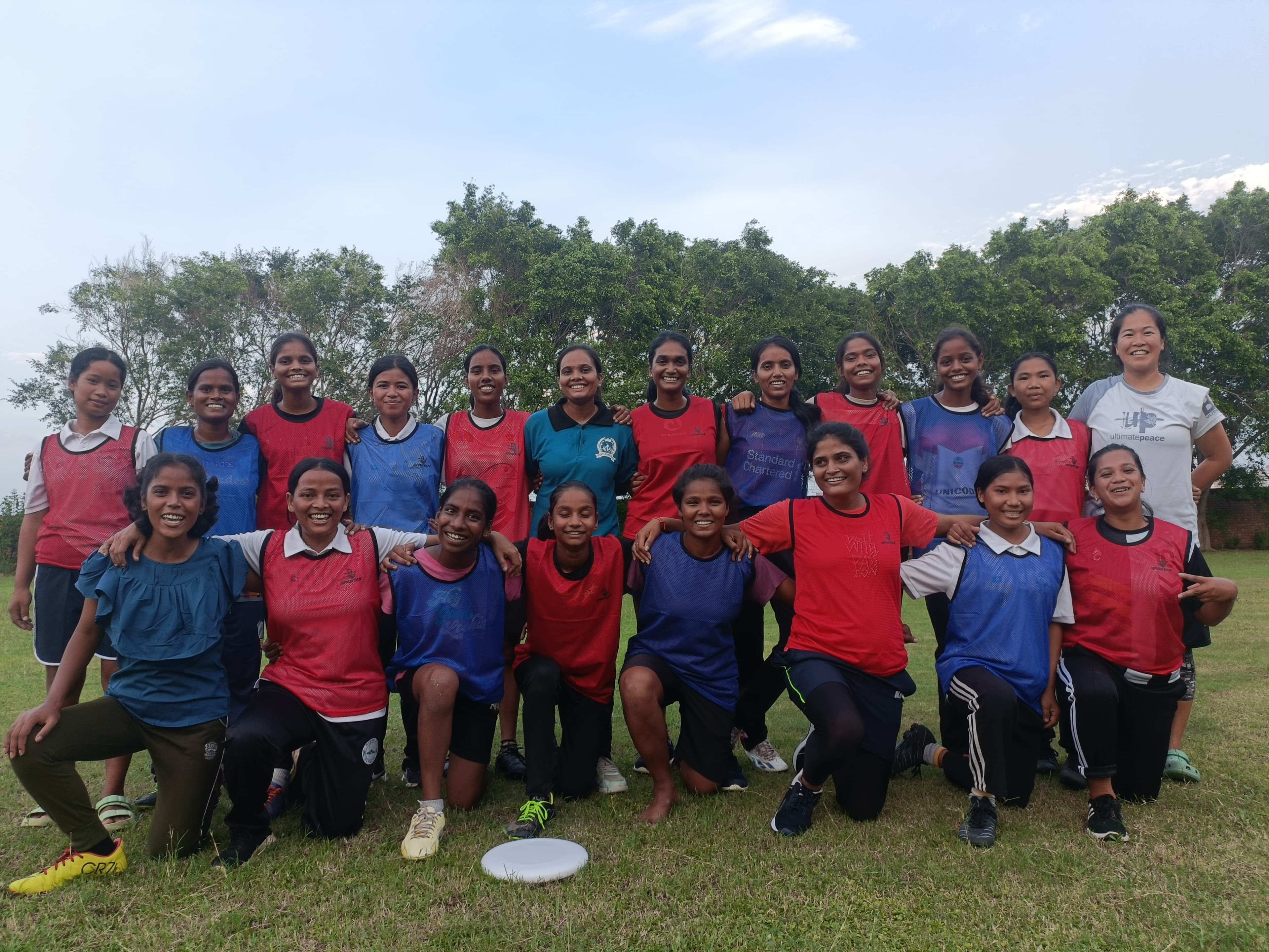 Young women learning Ultimate Frisbee leadership skills